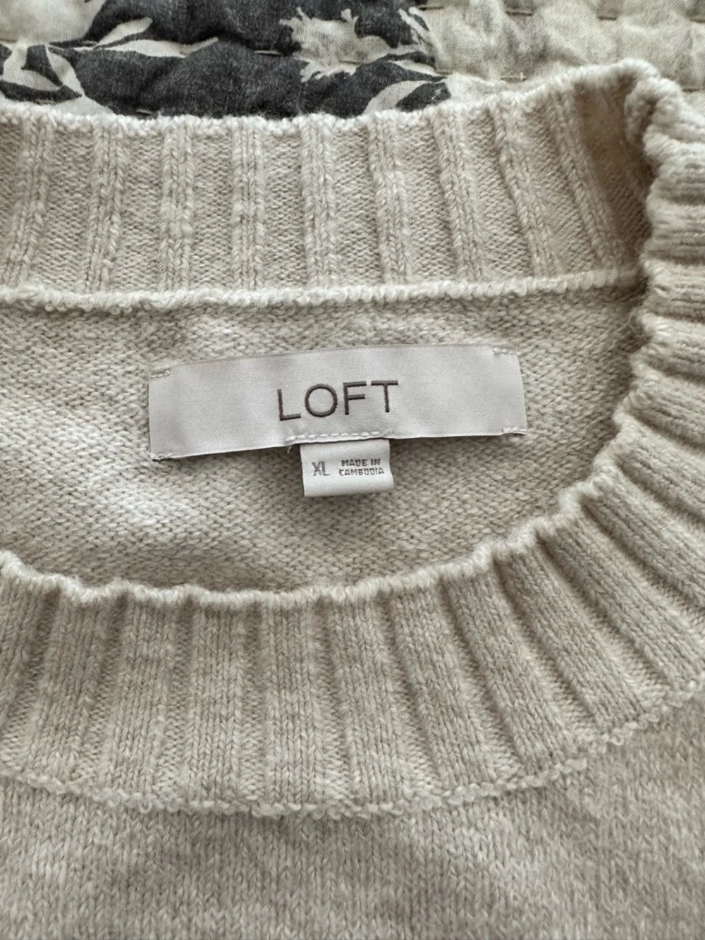 LOFT Cream Crewneck Sweater with Black Paris Graphic